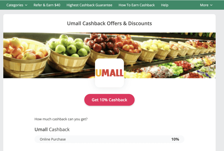 TopCashback: UMall 10% Cashback